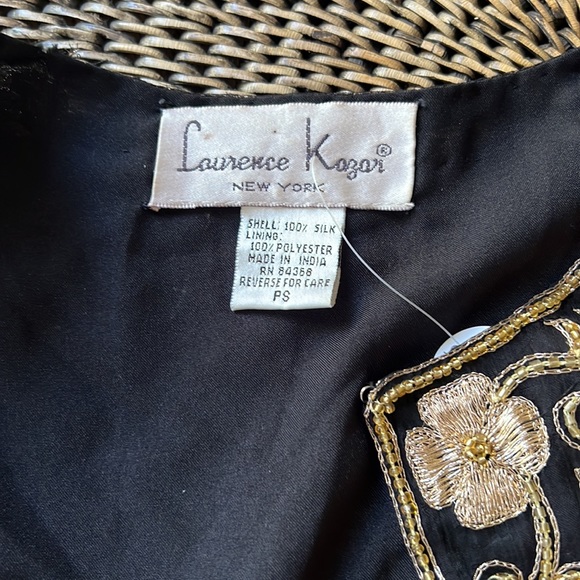 Black and gold silk beaded cropped jacket - Picture 5 of 5